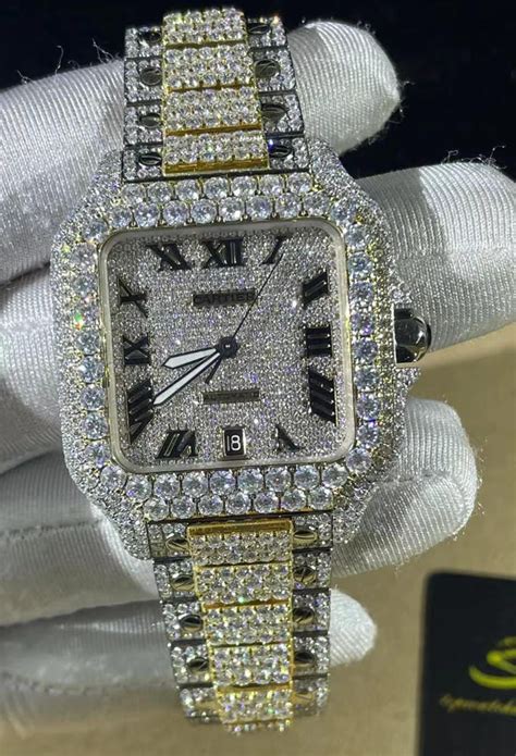 fake diamond watches|moissanite bust down watch.